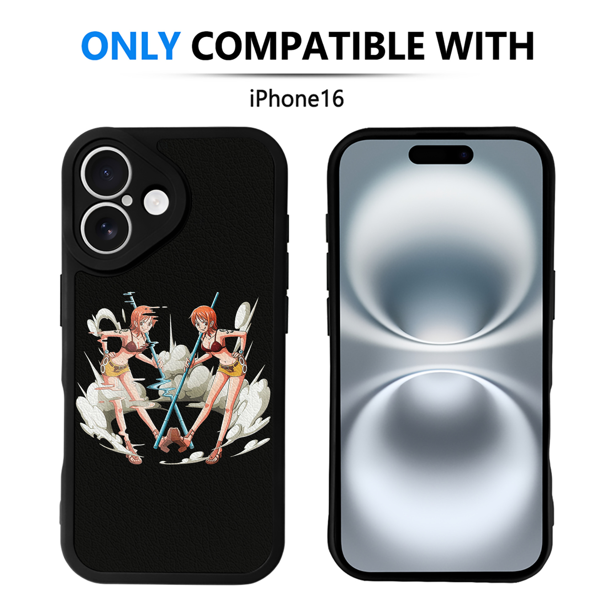 （画像用） ワンピース ナミ ONE PIECE Nami 【iPhone 16シリーズ対応】シリコンスマホケース（レザー調） 材質：シリコン